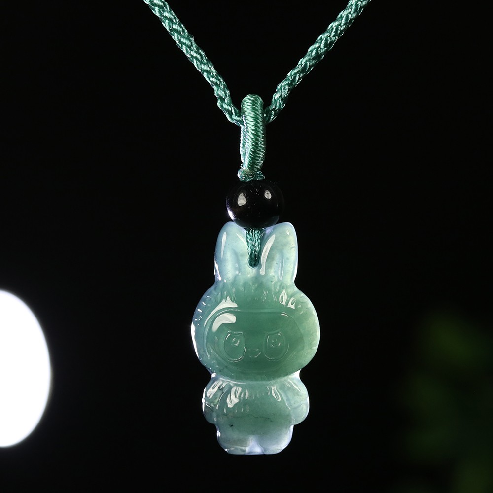 Certified Grade A Green 100% Natural Burma Jadeite Jade Pendant Labubu 拉布布 01988