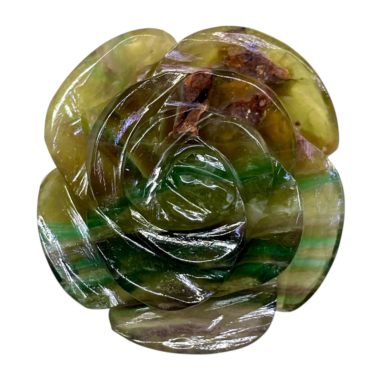730 Ct Natural Bi Color Fluorite Rose Carving Unique Floral Design Huge Gemstone