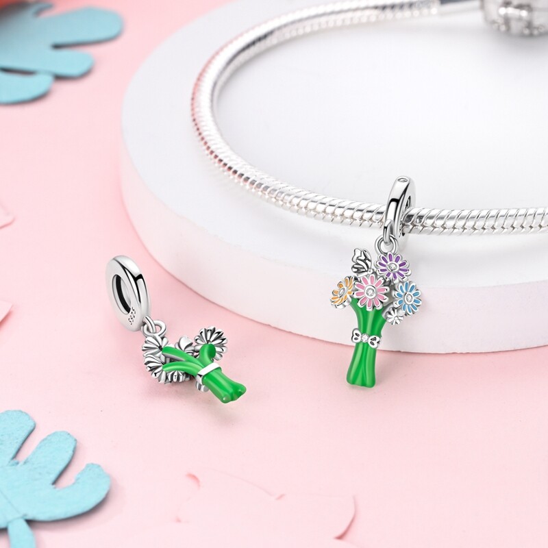 Optional Original 925 Sterling Silver Flowers Charms AAA CZ For Women Bracelets