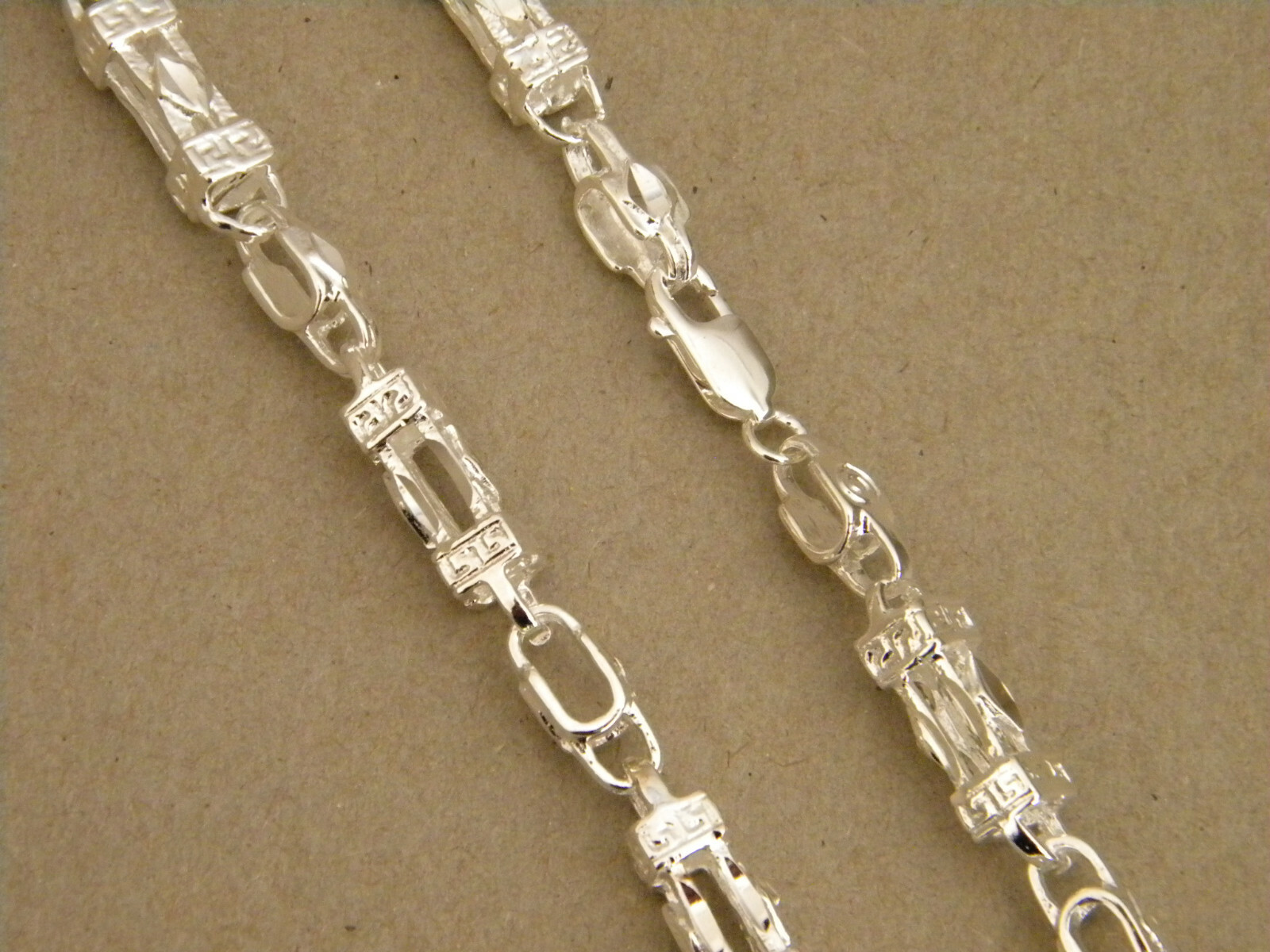 Men’s Silver Plated Large Roman Link Fashion Necklace 30in Inch Long 8mm Wide