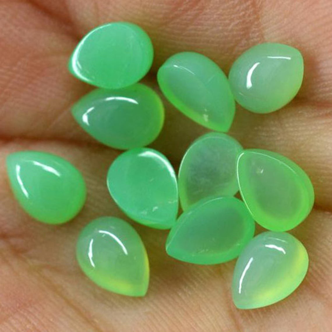 Natural Chrysoprase Pear Cabochon 5x7mm To 12x16mm Loose Gemstone