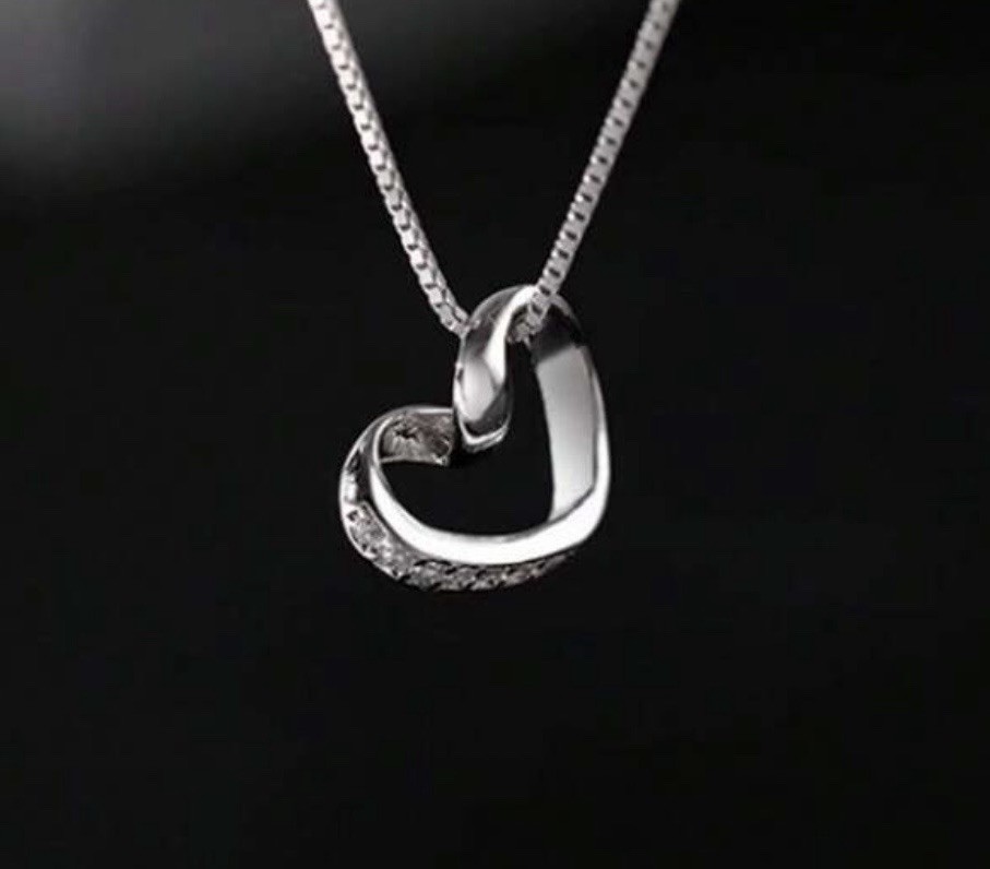 Silver Heart Necklace 925 With CZs
