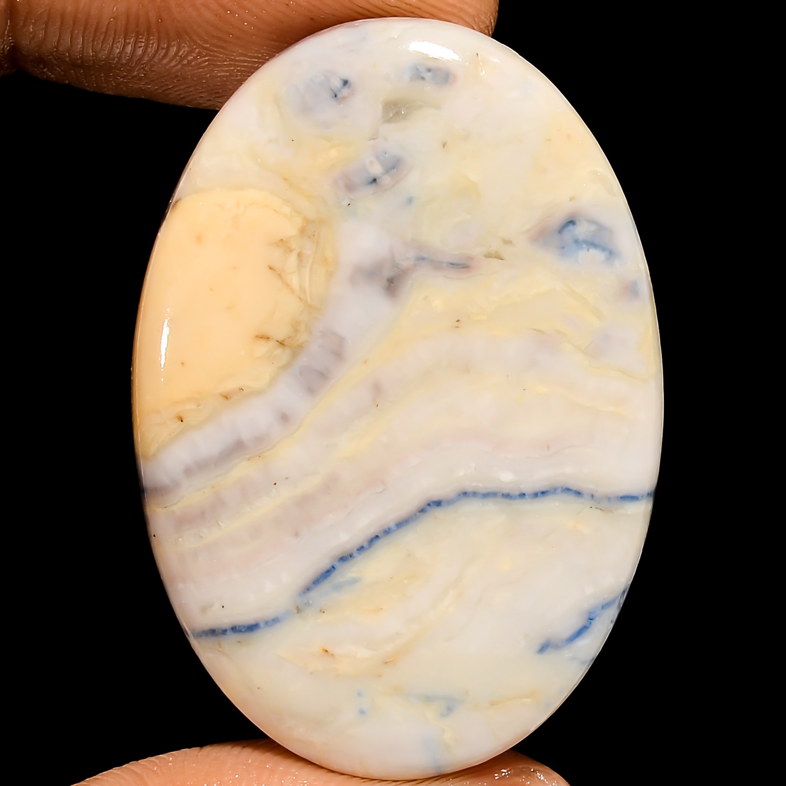 100% Natural Blue Scheelite Oval Shape Cabochon Gemstone 41 Ct 37X25X4mm EE52119