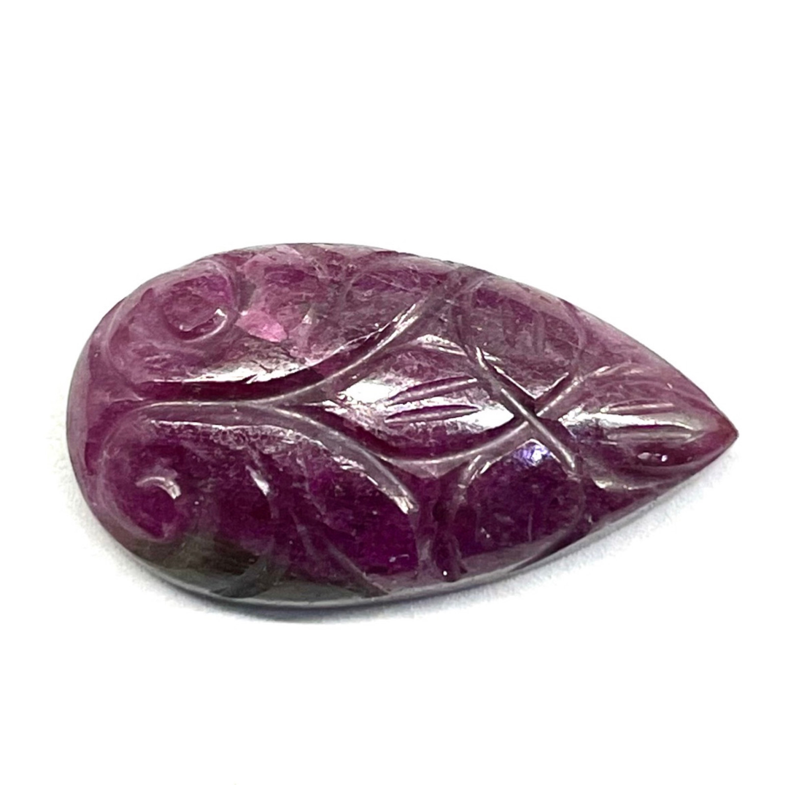 15.85 Cts Natural Ruby Unheated Pear Hand Carved Red Loose Gemstone