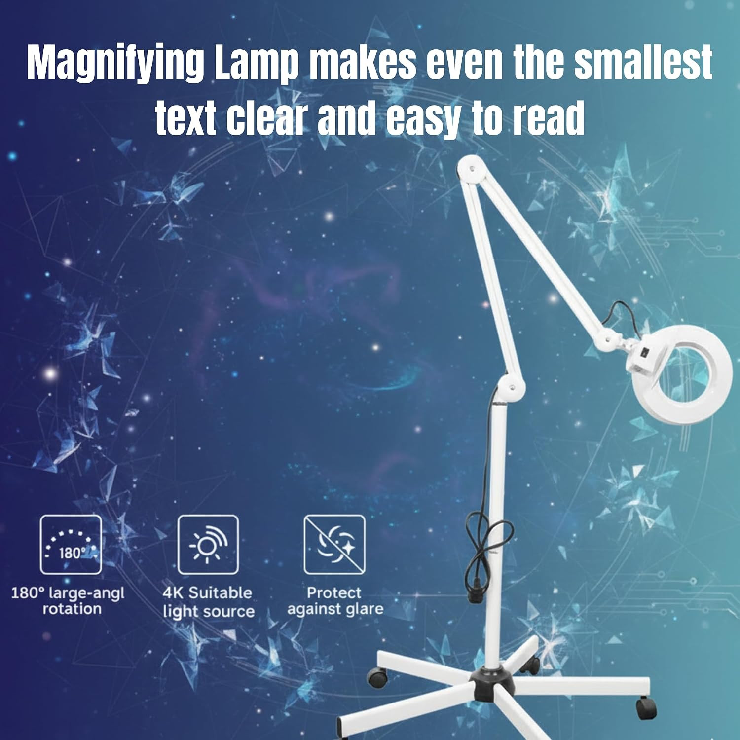 Magnifying Glass with Light and Stand, 10X Lighted Magnifying Glass Floor Stand