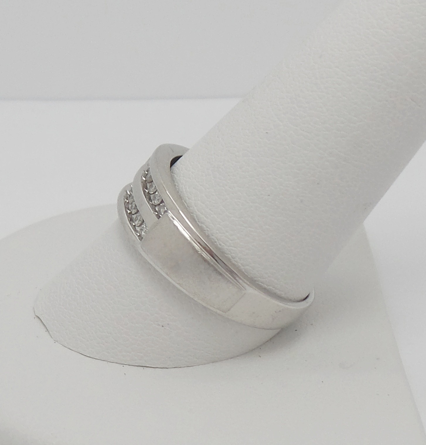 1/5CT MENS NATURAL DIAMOND WEDDING BAND BRIDAL RING 10K WHITE GOLD