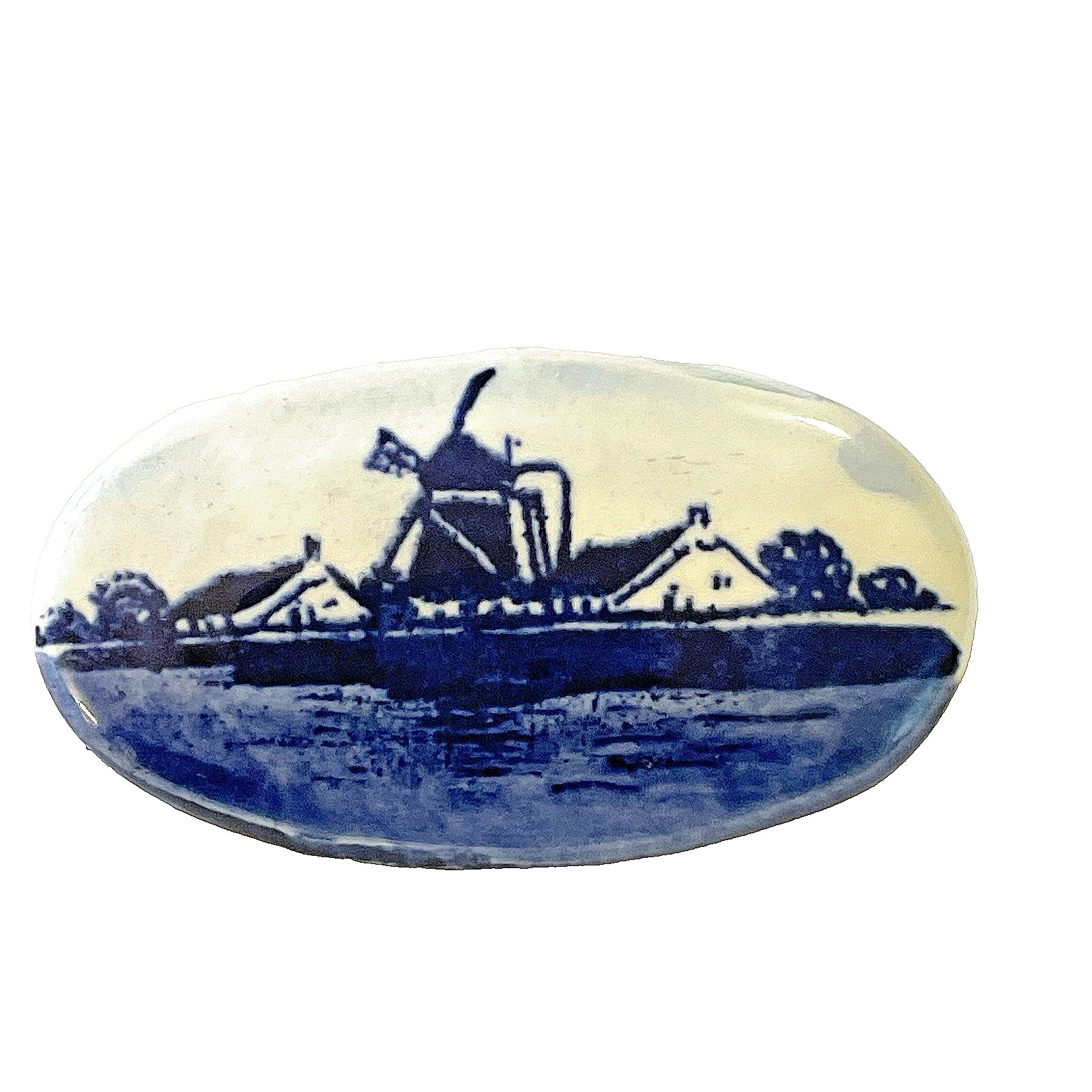 3 Vintage Brooch Pins Monet Giraffe, Dragonfly Black Enamel & Delft Windmill