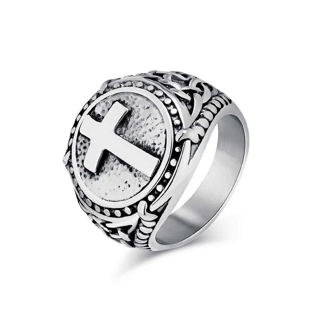 Mens Celtic Knot Cross Signet Ring Gothic Stainless Steel Biker Band Boy Jewelry