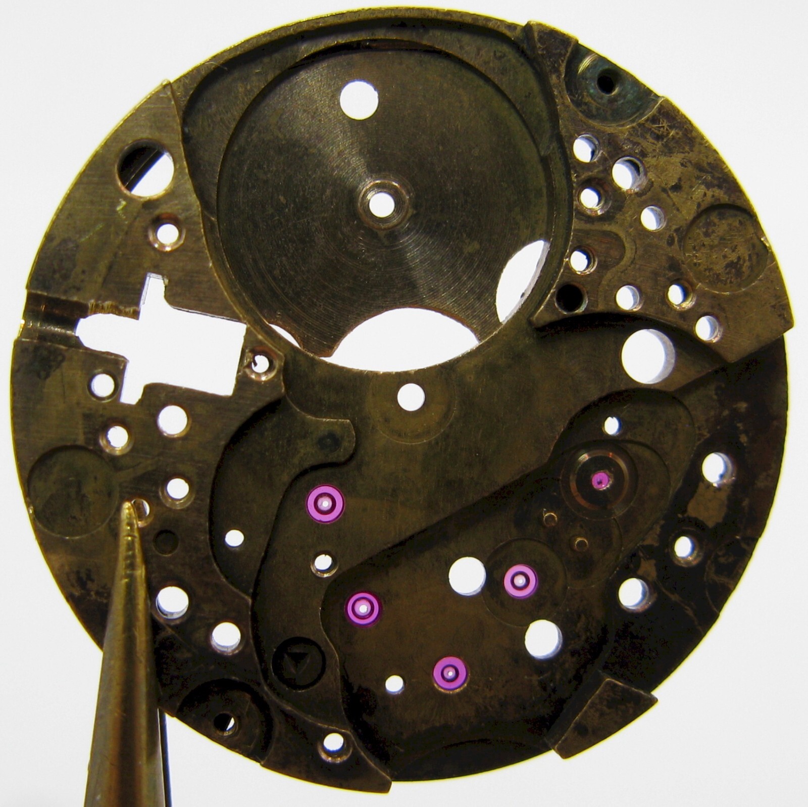 Tudor 1412 watch movement part: jeweled main plate #100