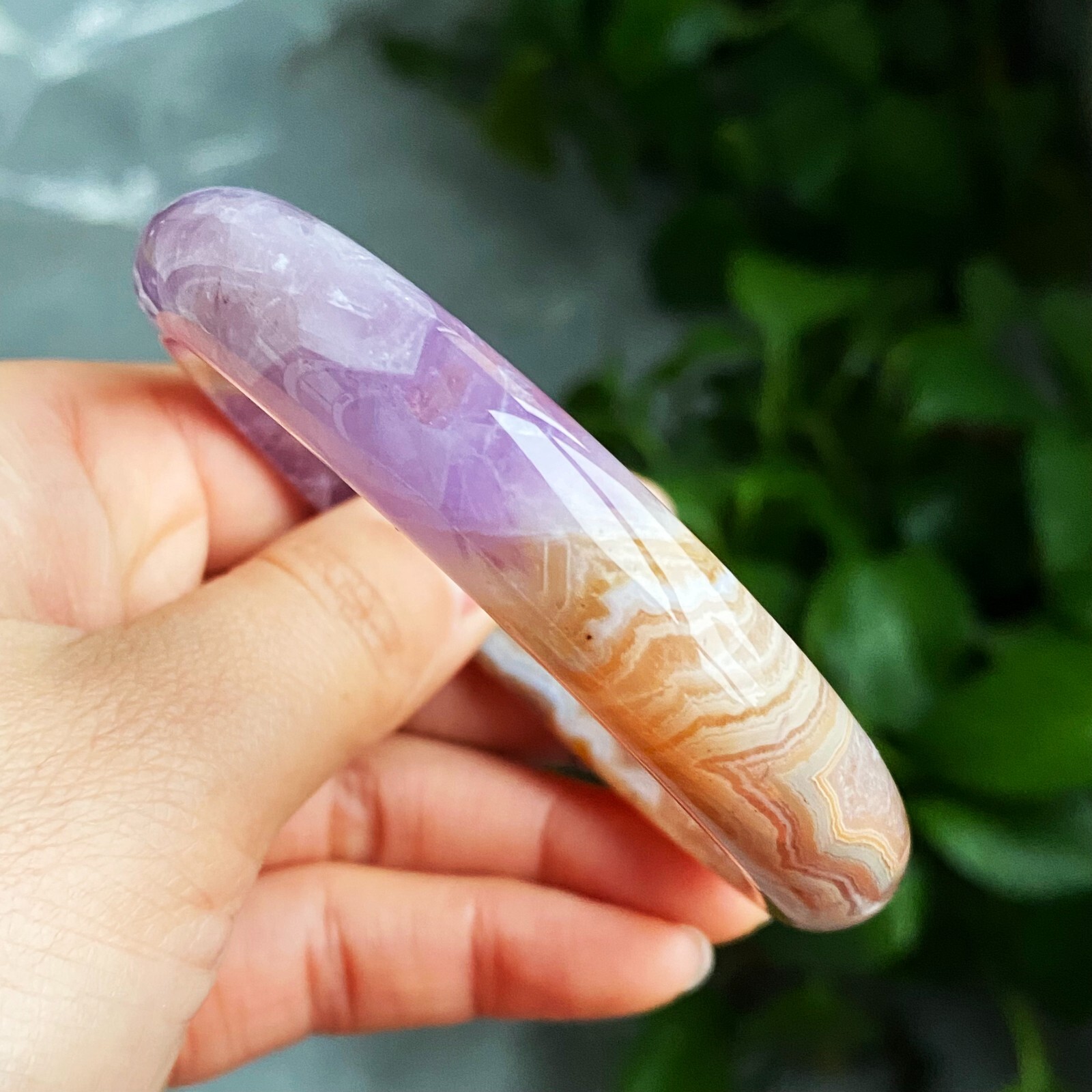 61mm Natural Rare Amethyst Agate Crystal Gemstone Bangle C9
