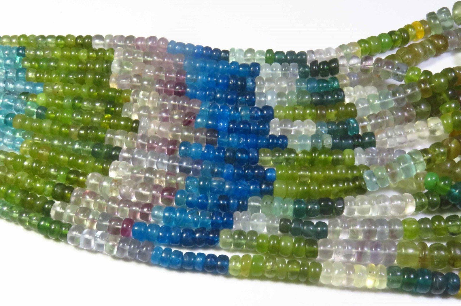 Apatite Rondelle Gems Beads 16″Inch Natural Multi Apatite Plain Beads 4.5-8mm LC
