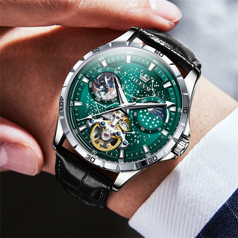 OLEVS 6689 Fashion Multi-functiom Starry Sky Gents Business Mechanical Watch