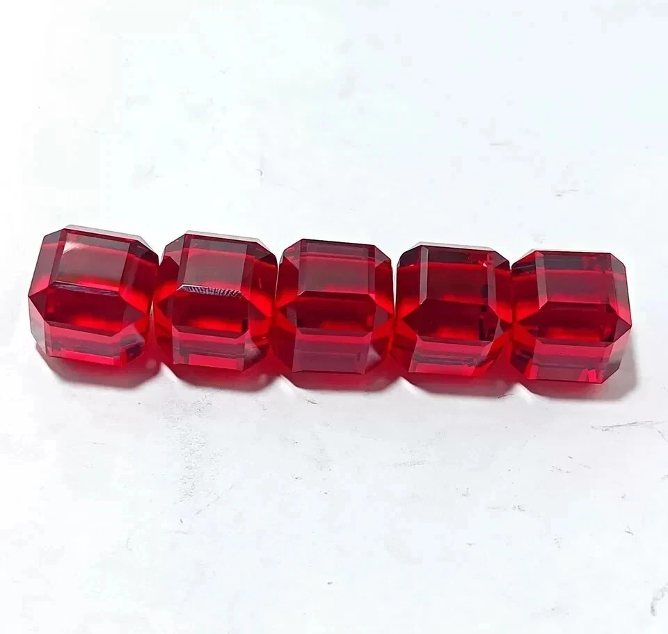 200 Ct Natural Burma Ruby Lot 5 Pcs Cube Cut Certified Loose Gemstones