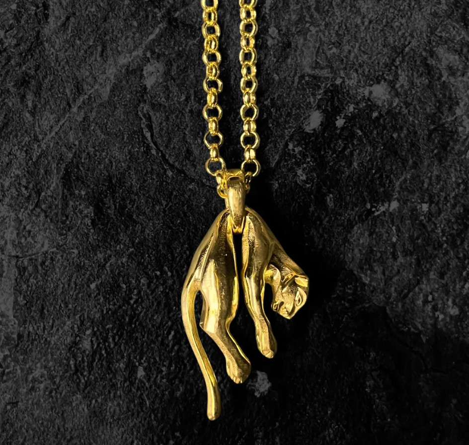 Gold Panther Necklace 925Sterling Silver Hanging Panther Pendant For Unisex Gift