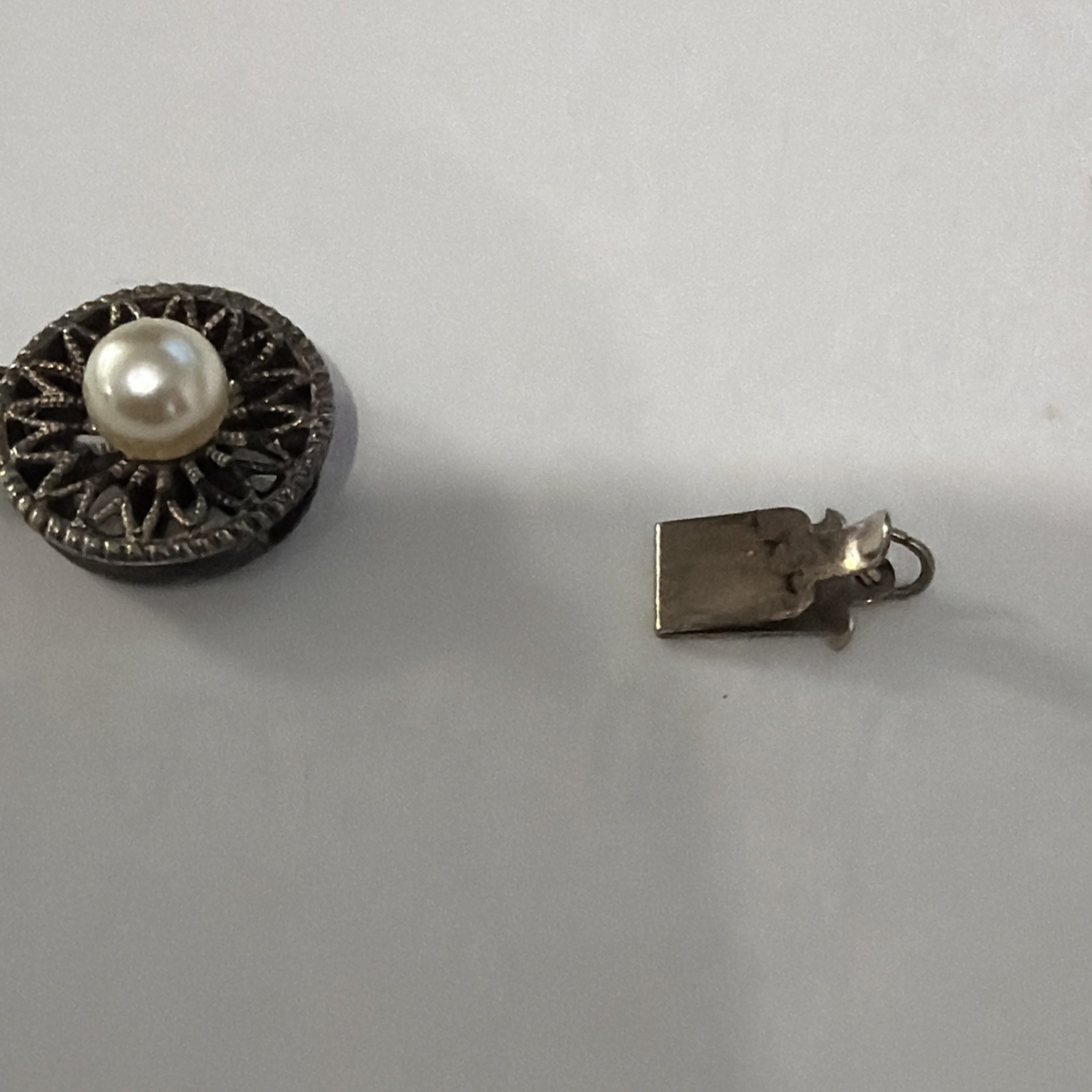 Sterling Silver Vintage Clasp For Necklace Round Push Lock Intricate 925