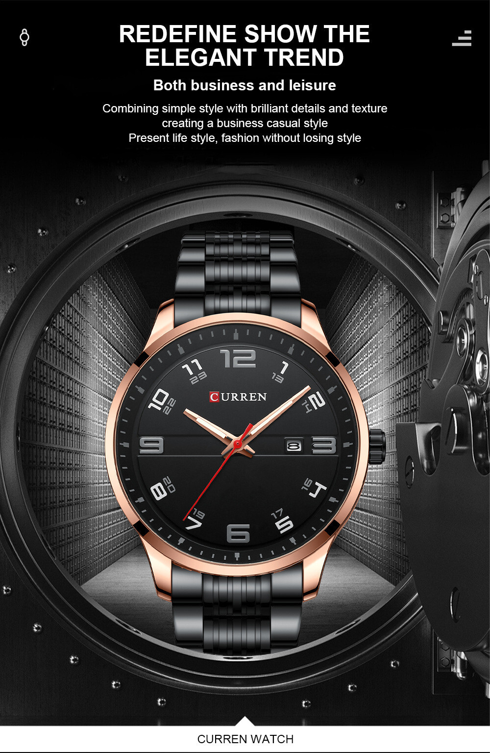 CURREN Men’s Casual & Business Quartz Watch – Steel Luminous Male Wristwatch