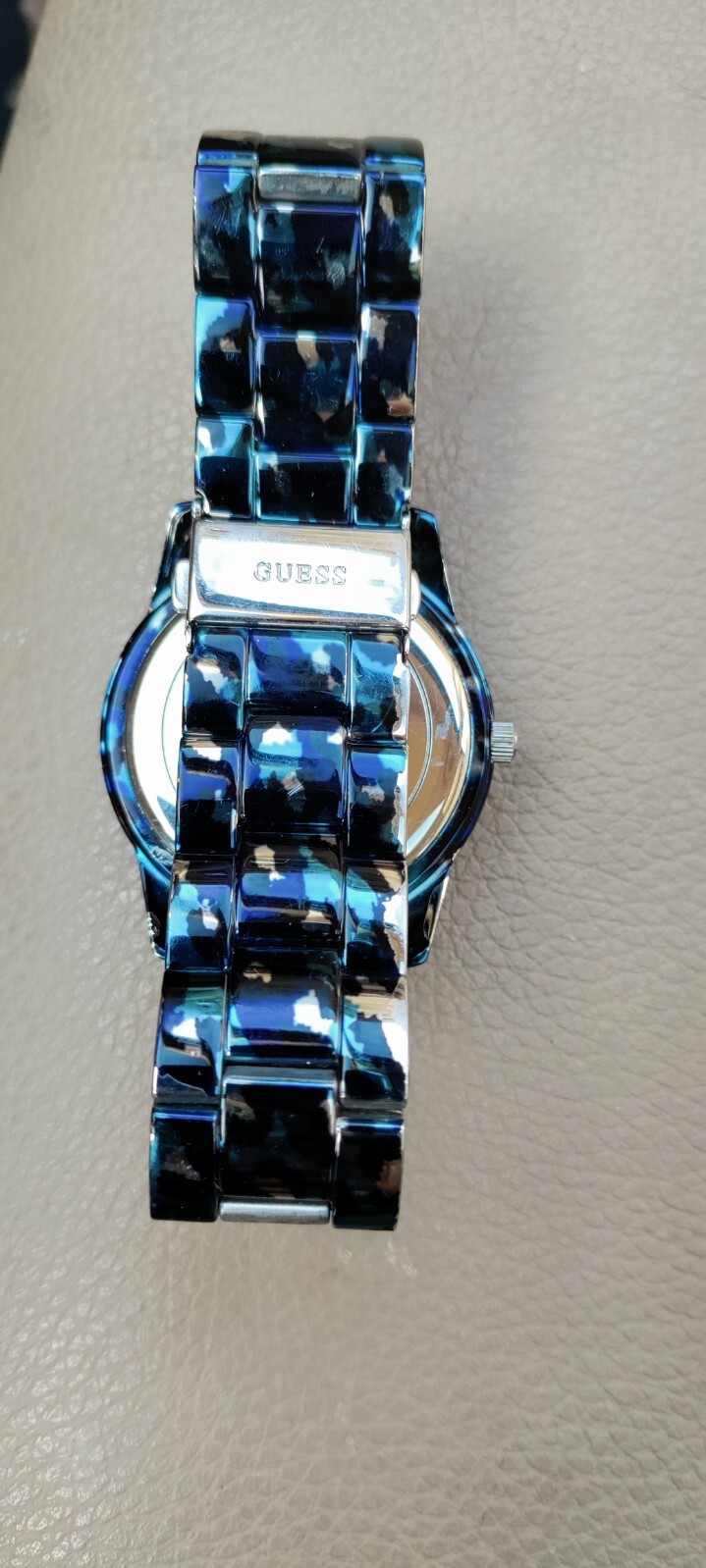 Guess U0425L1 Blue Tone Iconic Animal Print Stainless Steel Women Watch