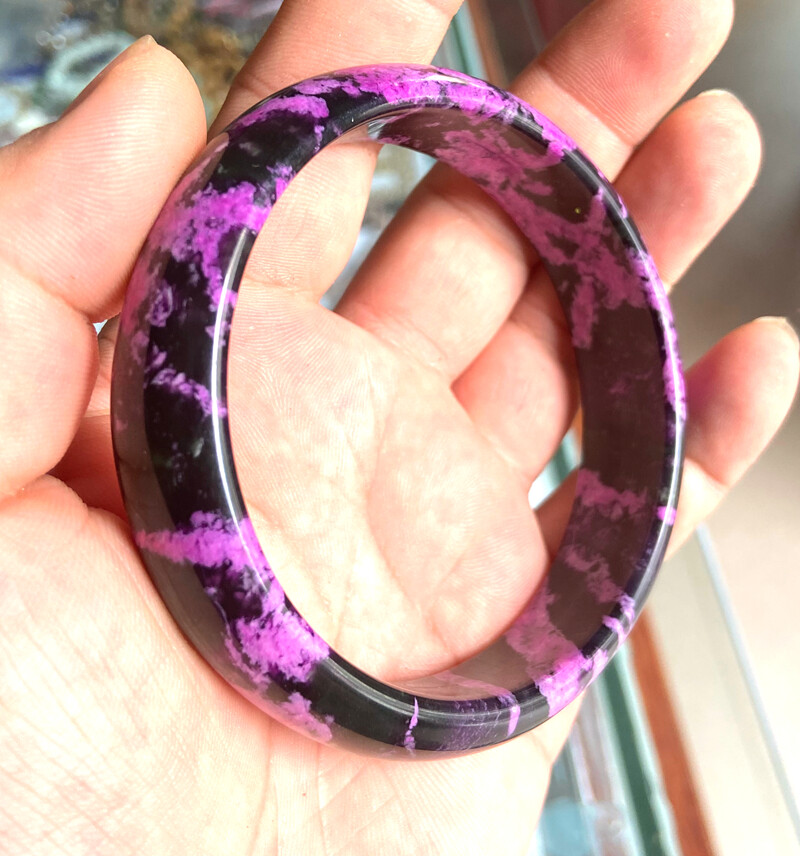 69 mm Huge Natural Hand-Carved Beautiful Peach Blossom Jade Bangle Bracelet