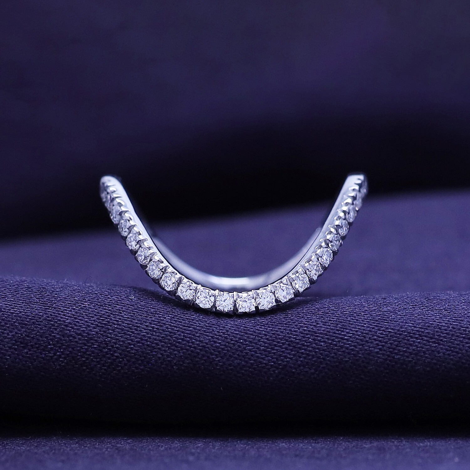 0.27 Ct Diamond V Shape Engagment Ring in 10k Solid White Gold Lab Grown