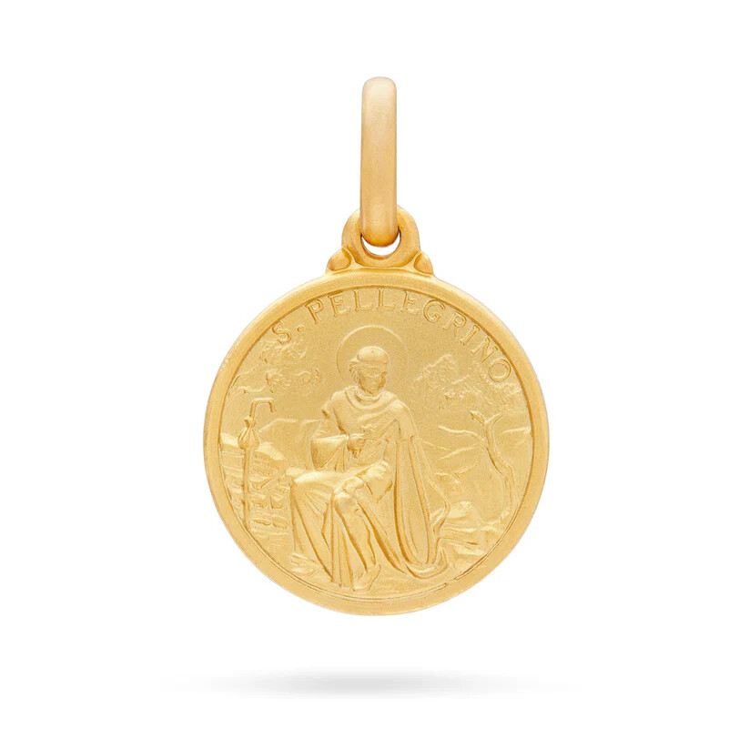 Gold plated Sterling Silver Medal of St. Peregrine Laziosi Necklace Pendant