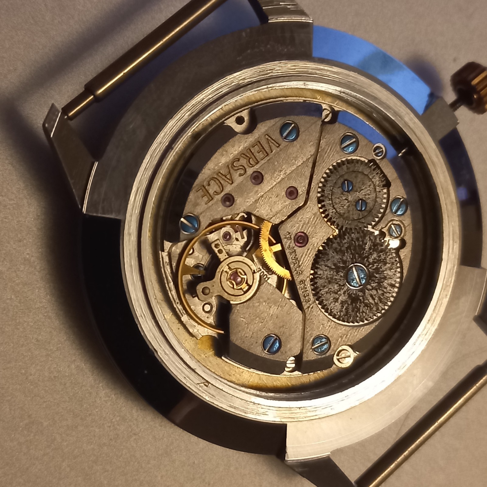HAND WINDING VERSACE WRIST WATCH MOVEMENT DIAL CAL ETA 7001 SUB SECOND WORKING