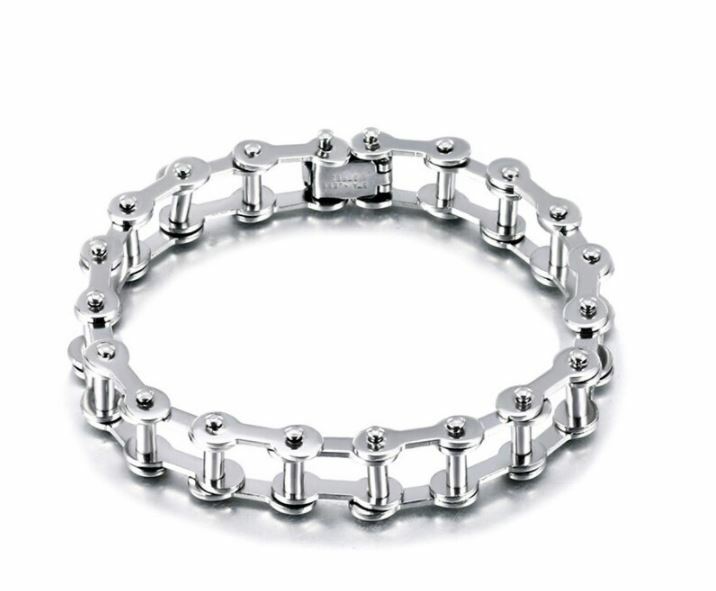 NEW Bracelet Biker Bicycle Motorcycle Chain Stainless Steel Wristband