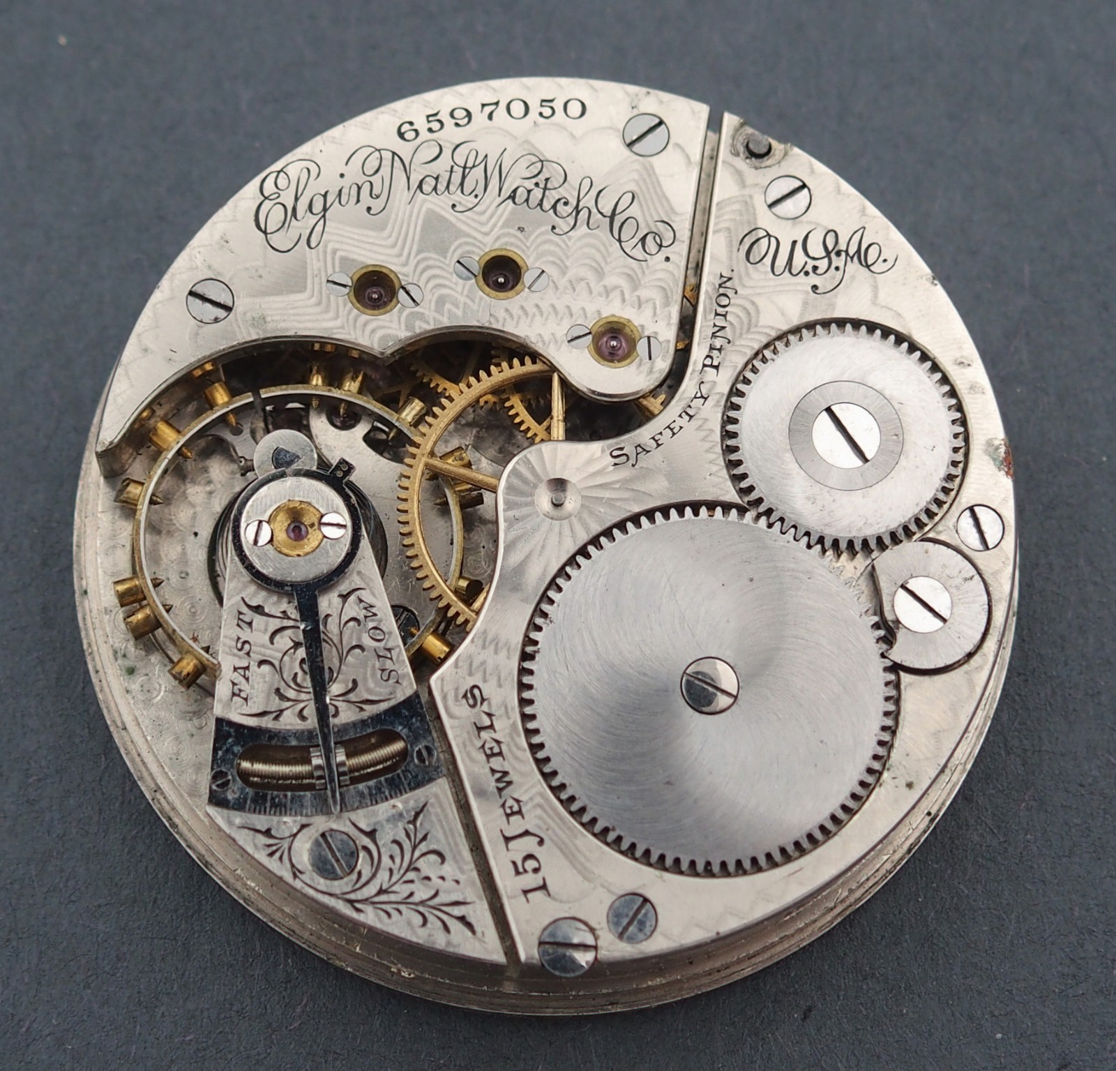 Elgin 16s 15J HC Grade 152 Pocket Watch Movement for Parts Repair #F262