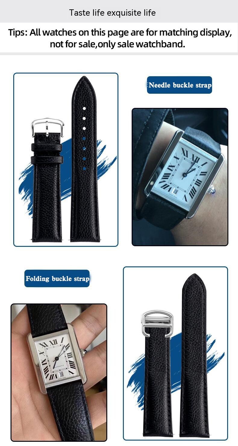 For Cartier Tank Must London Solo Genuine Leather Watch Strap Quick Disassembly