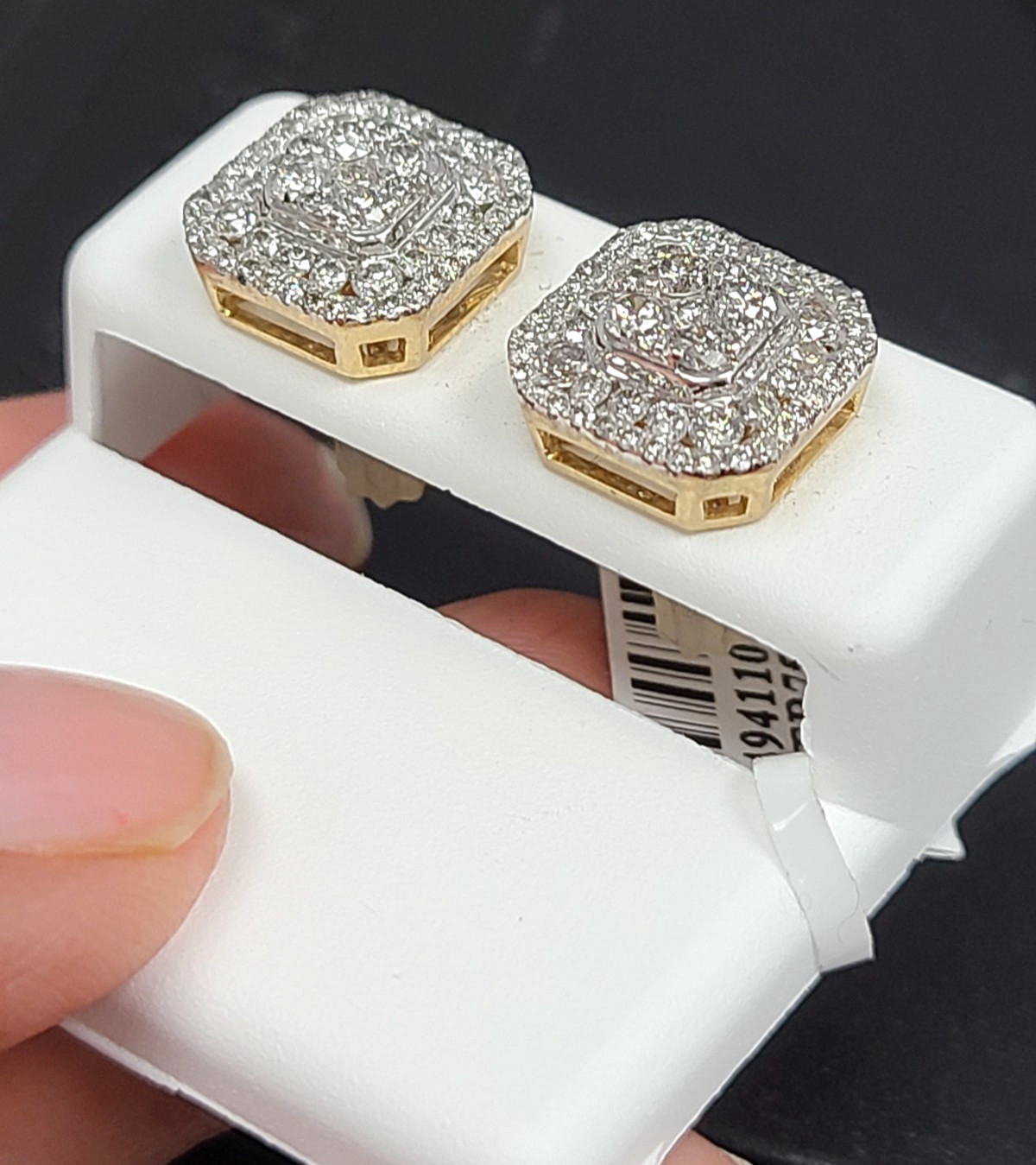 DEAL! 1.50 CTW NATURAL REAL DIAMONDS SQUARE STUDS EARRINGS 10K GOLD 11.5mm