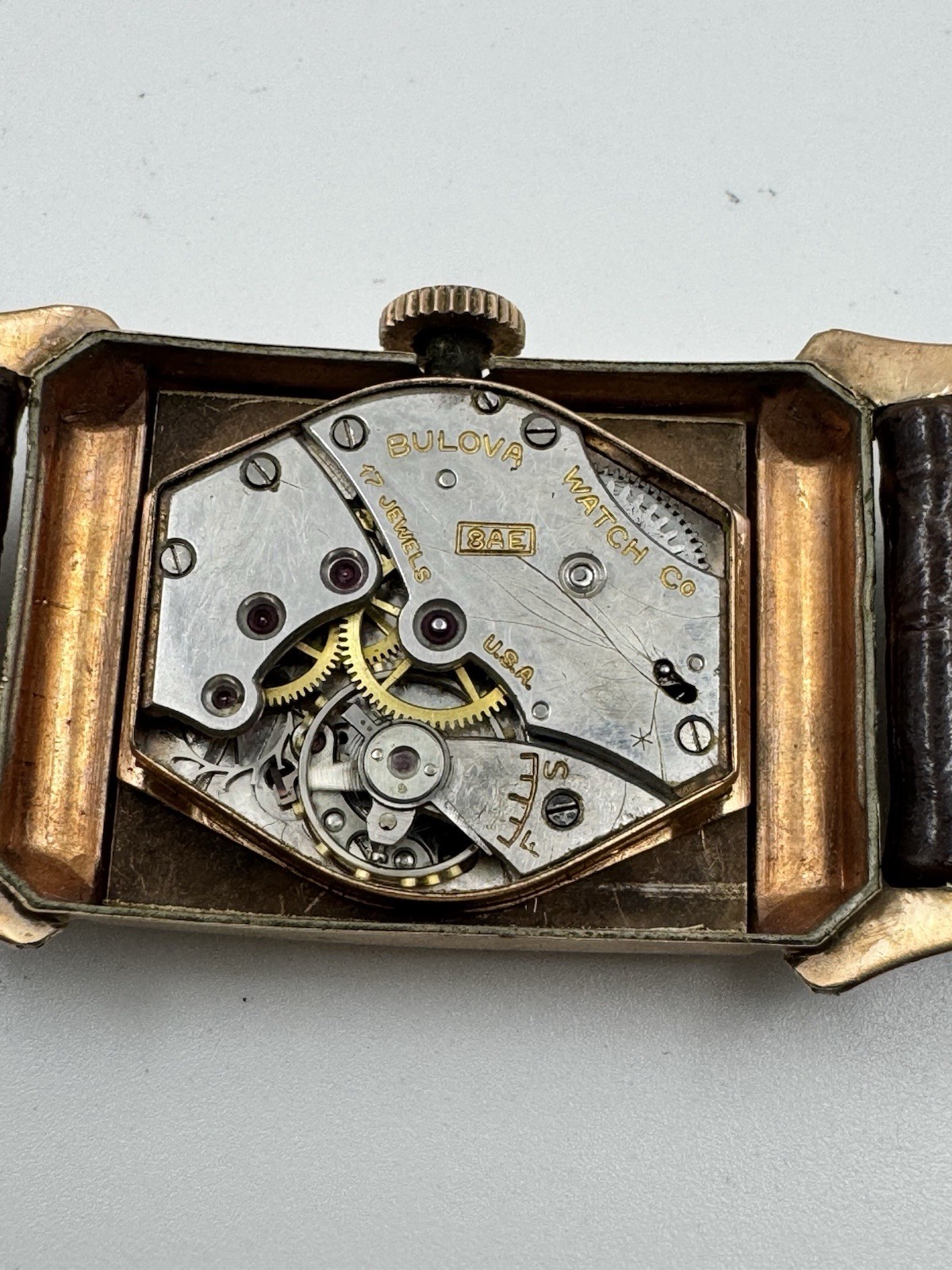 BULOVA Squadron 8AE HOODED LUG 14KT RoseGOLD FILLED 1940’S WATCH 17 JEWELS