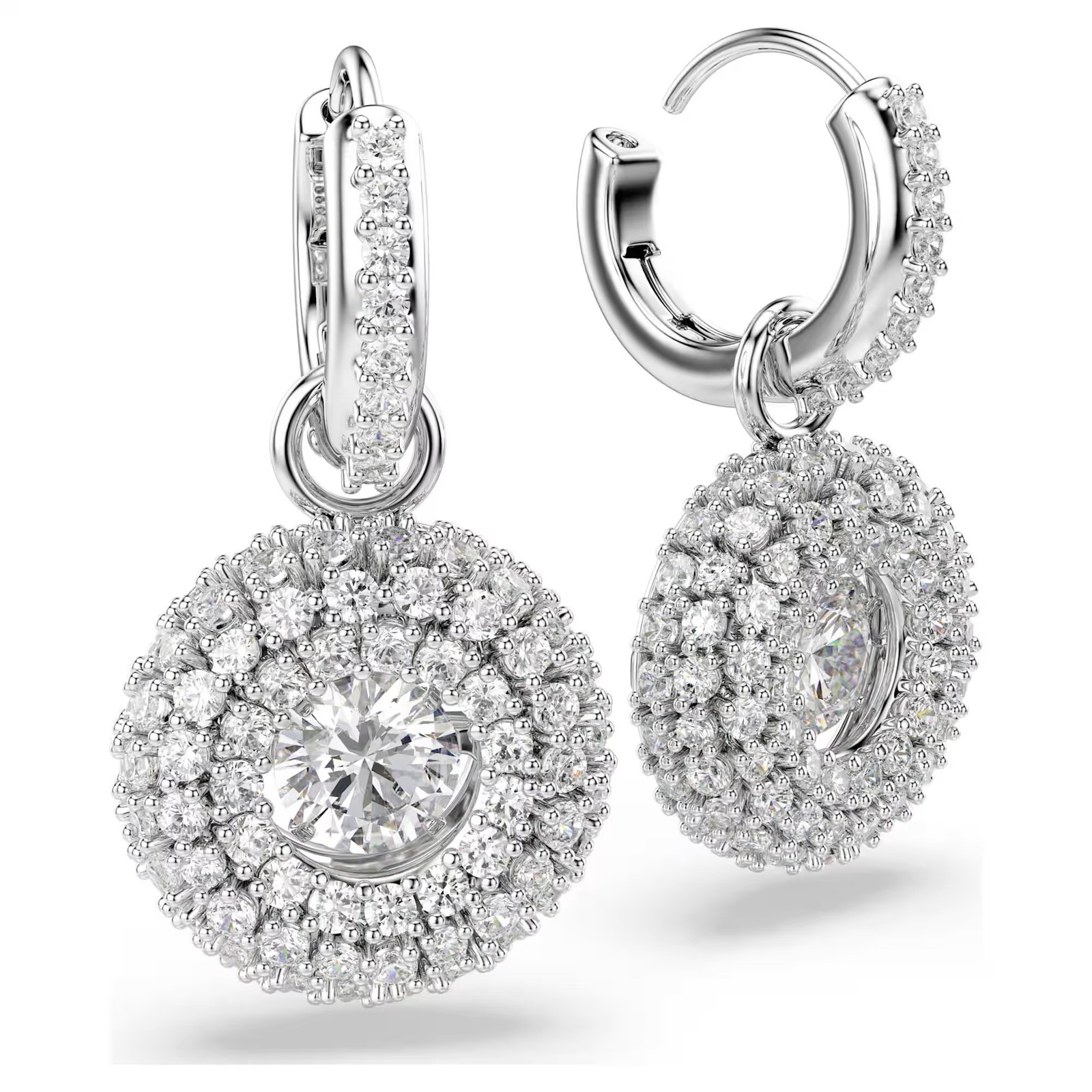 Swarovski Zirconia Sublima Drop Earrings Round Cut White, Rhodium Plated 5738193