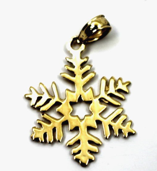 14k Yellow Gold Snowflake Pendant 0.70″in