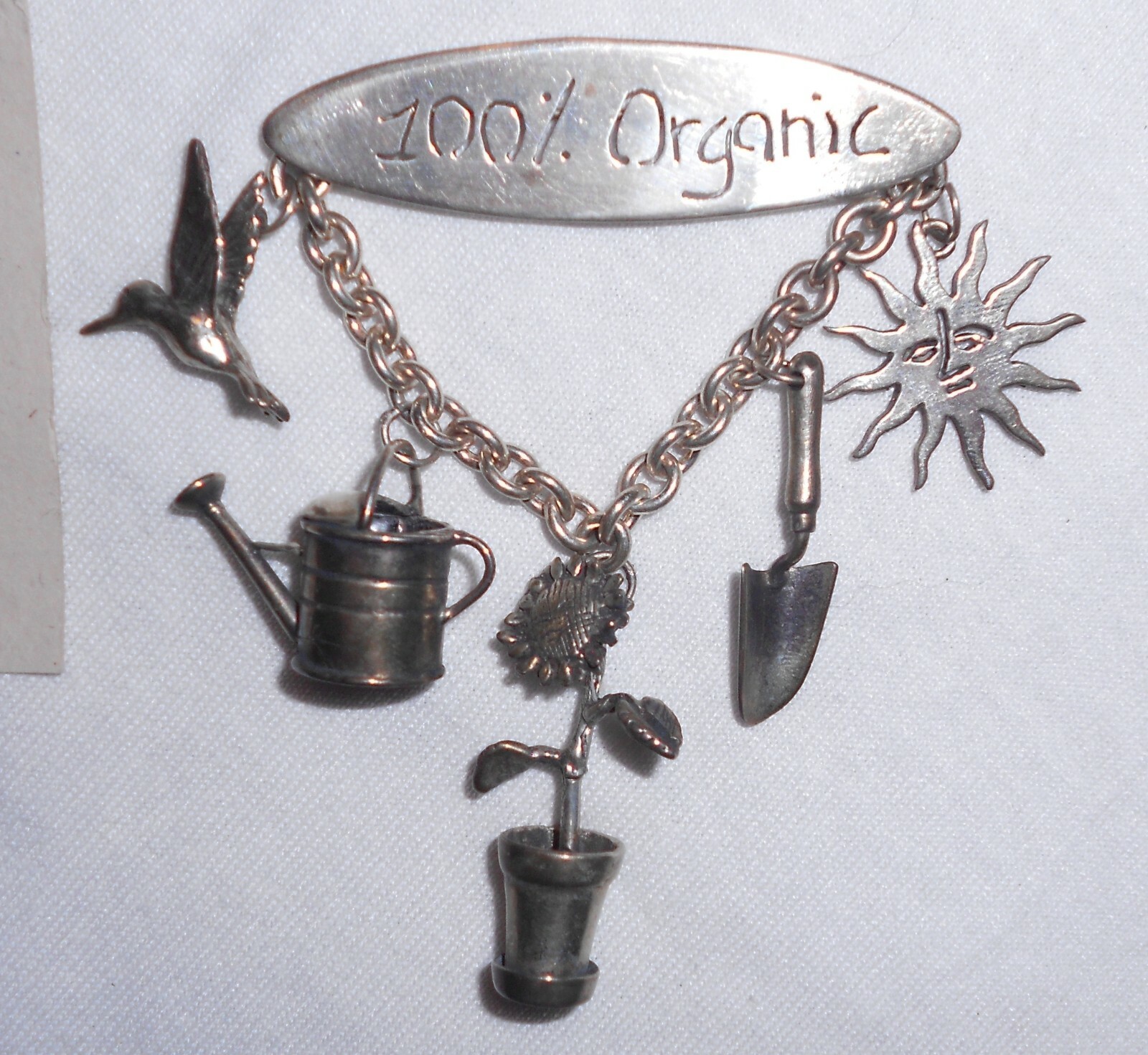 Susan Cummings Sterling “100% Organic” Gardening Sunshine Flowers Pin Broach UD5