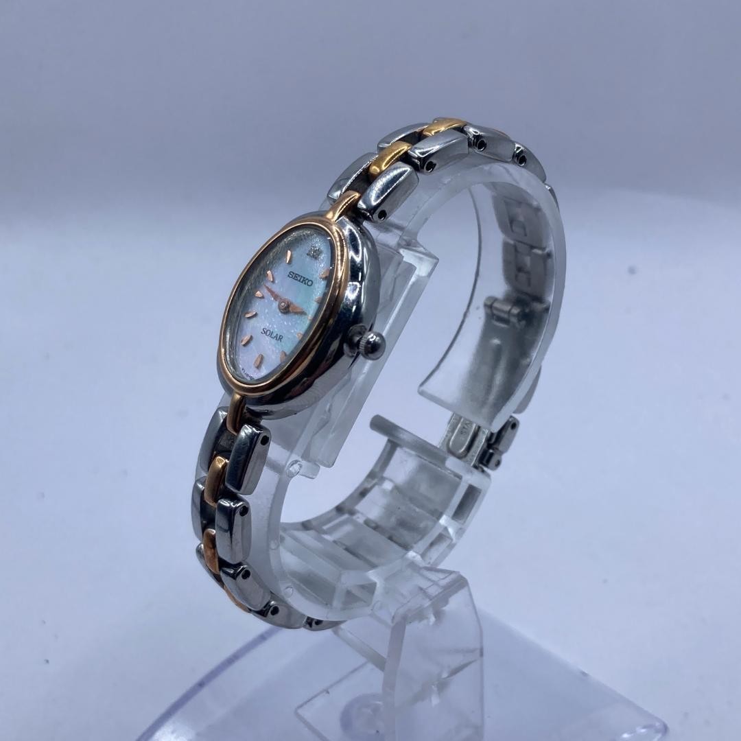 [Junk Item] SEIKO Solar Oval Silver Gold