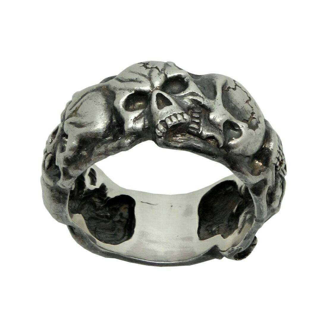 Sterling Silver Skull Band Memento Mori Men’s Masonic Ring Biker