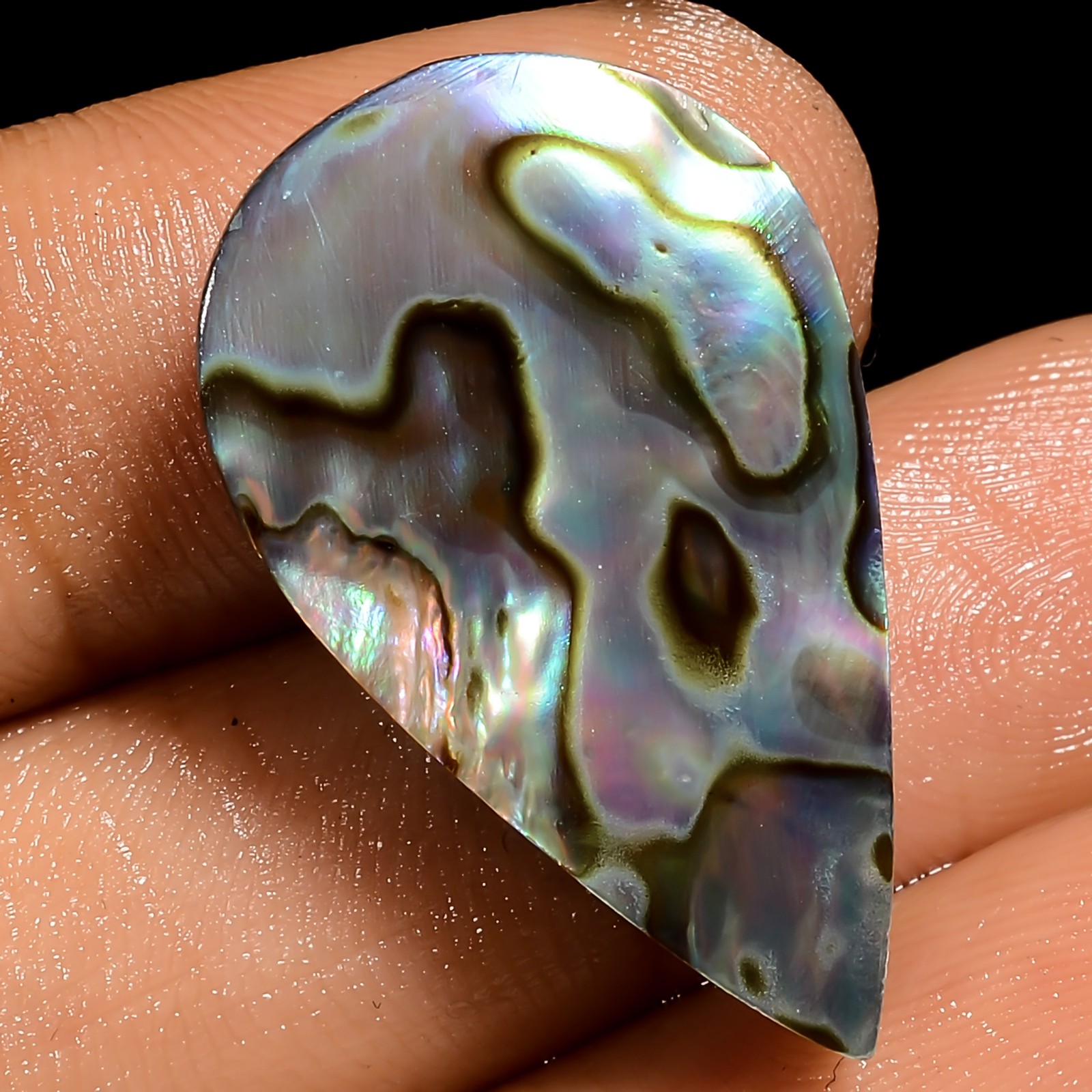 100% Natural Abalone Shell Pear Shape Cabochon Gemstone 20 Ct 26X16X6 mm UG-1056