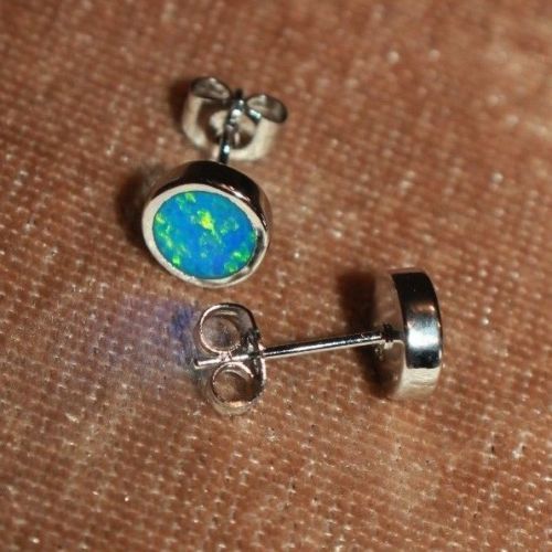 fire opal stud earrings gems silver jewelry petite circle round oval cocktail