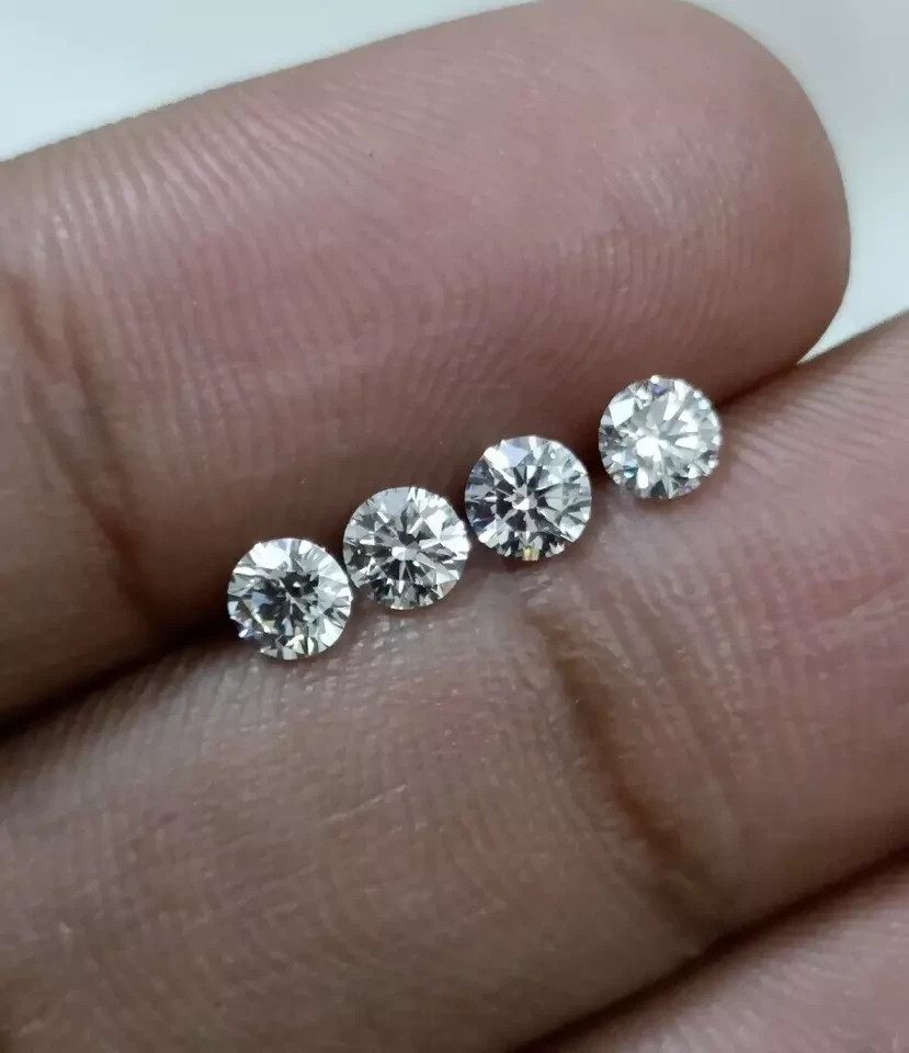 Natural White Diamond 1 CT Round Cut 4 mm 4 Pcs VVS1 D Grade Certified Stone F21