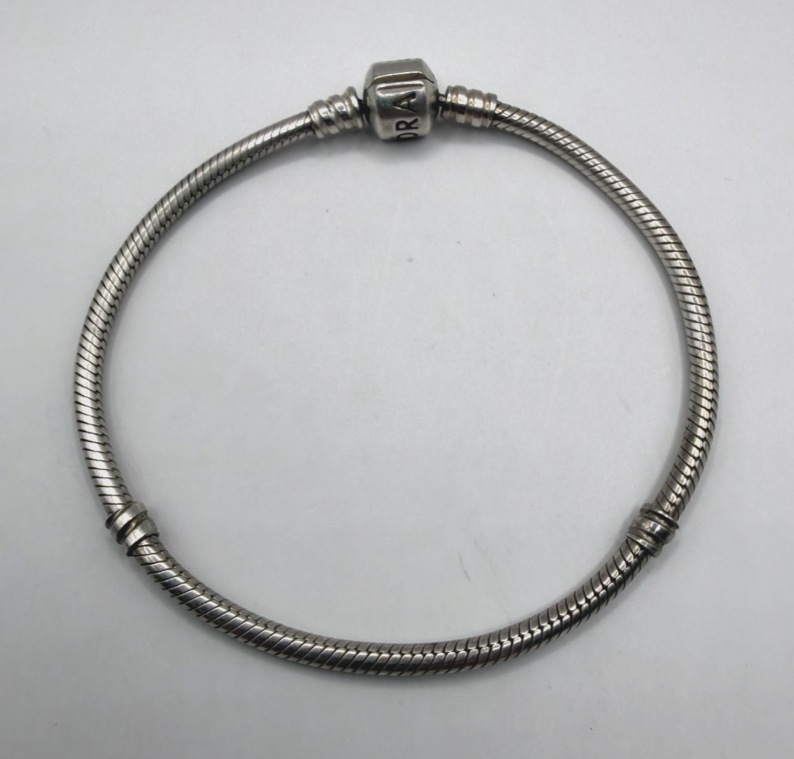 Pandora Ball Clasp Snake Chain Charm Bracelet 8″ #590702HV [056DUR]