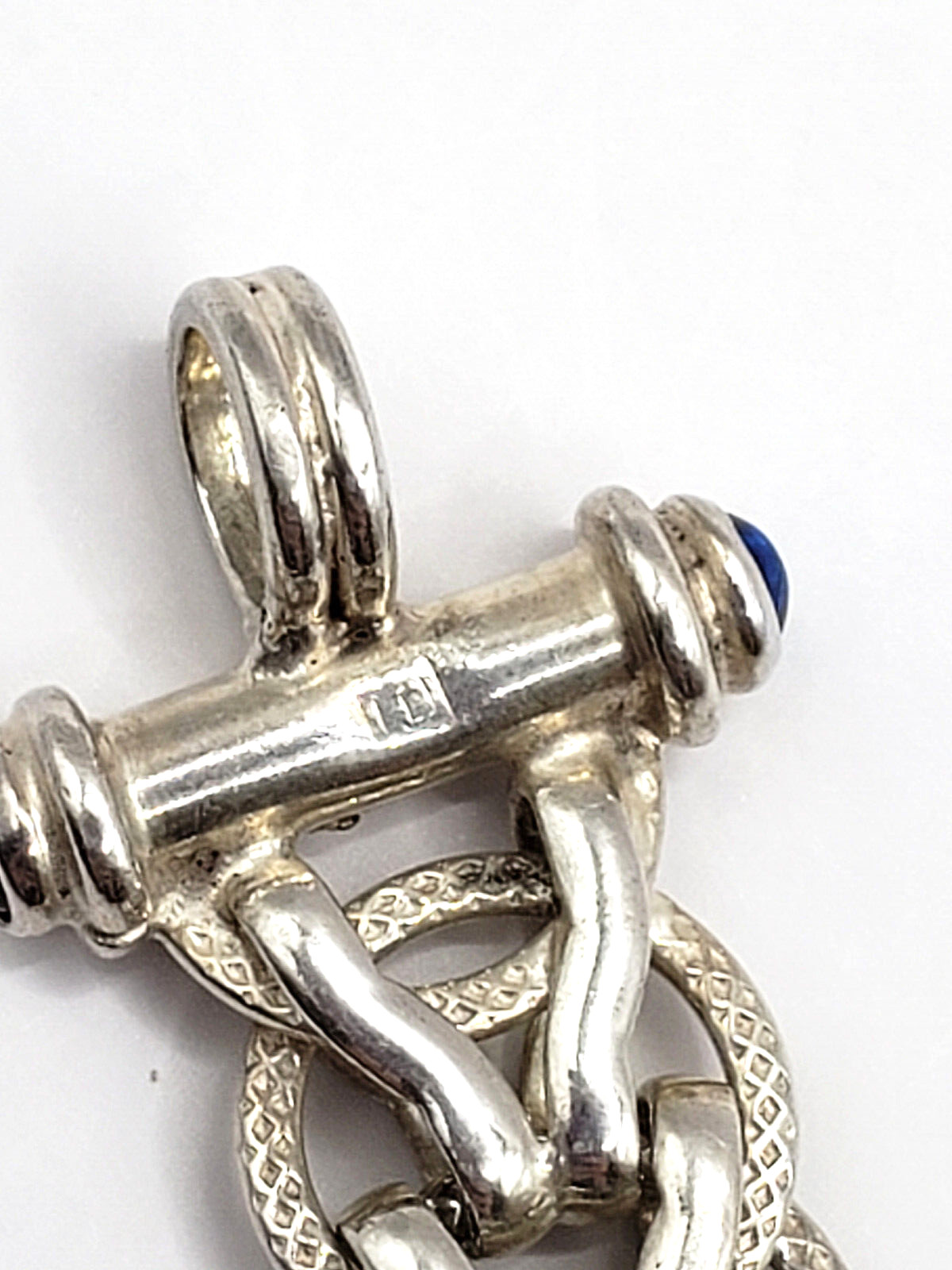 Foxtail Chunky Link Bracelet with Blue Spinel 925 Sterling Silver