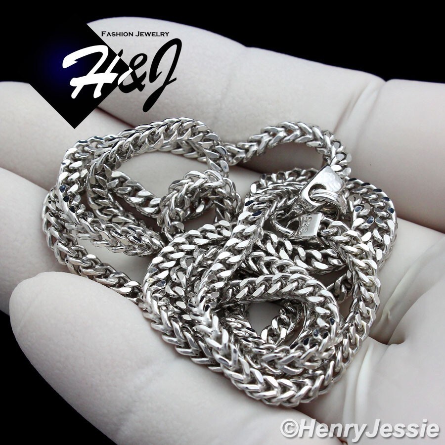 24″MEN 925 STERLING SILVER 2.5MM SILVER FRANCO BOX CURB LINK CHAIN NECKLACE*SN8