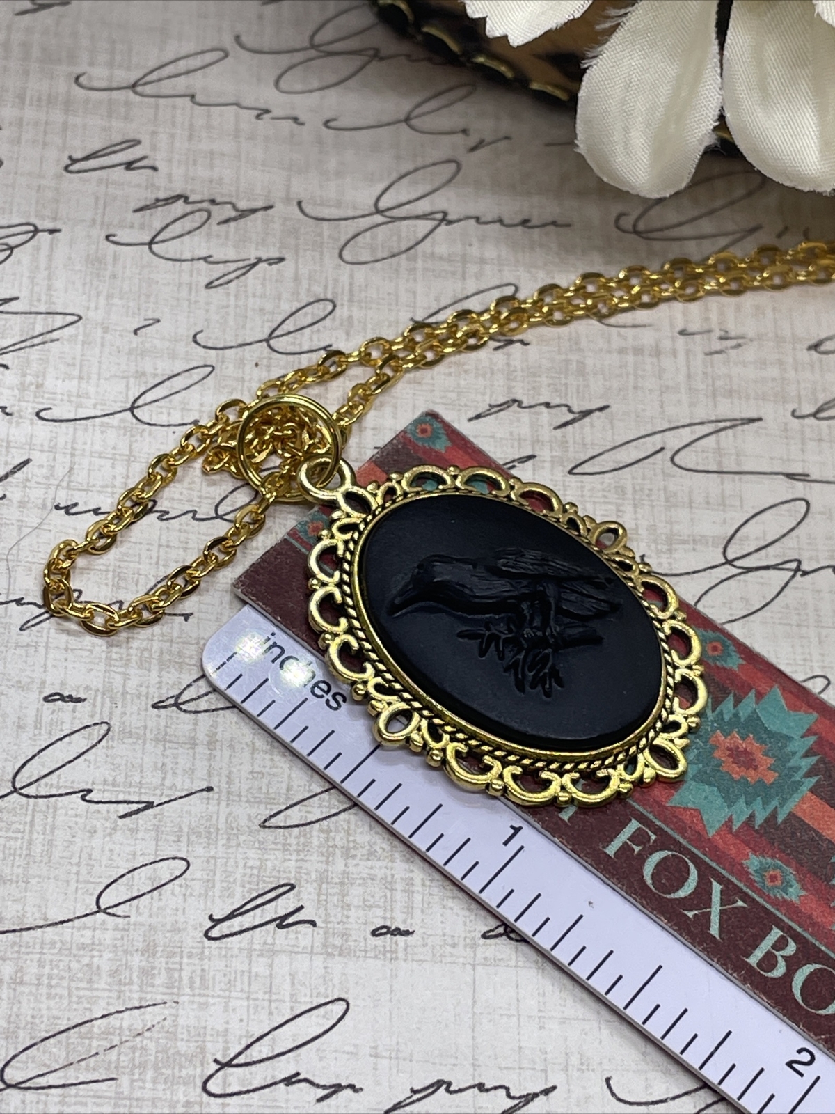 Black Crow Raven Gothic Steampunk Cameo Necklace Mens Womens Gift Wedding Gold T