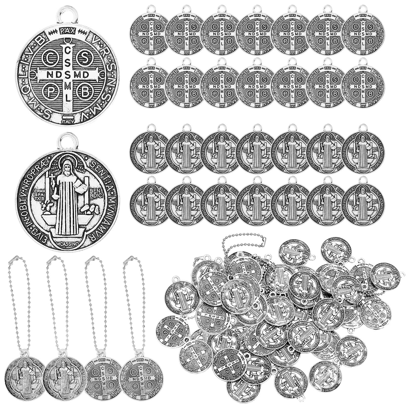120 Pieces St Benedict Medals Accessory Set, 60Pcs 0.9 x 0.79in Cross Protect…