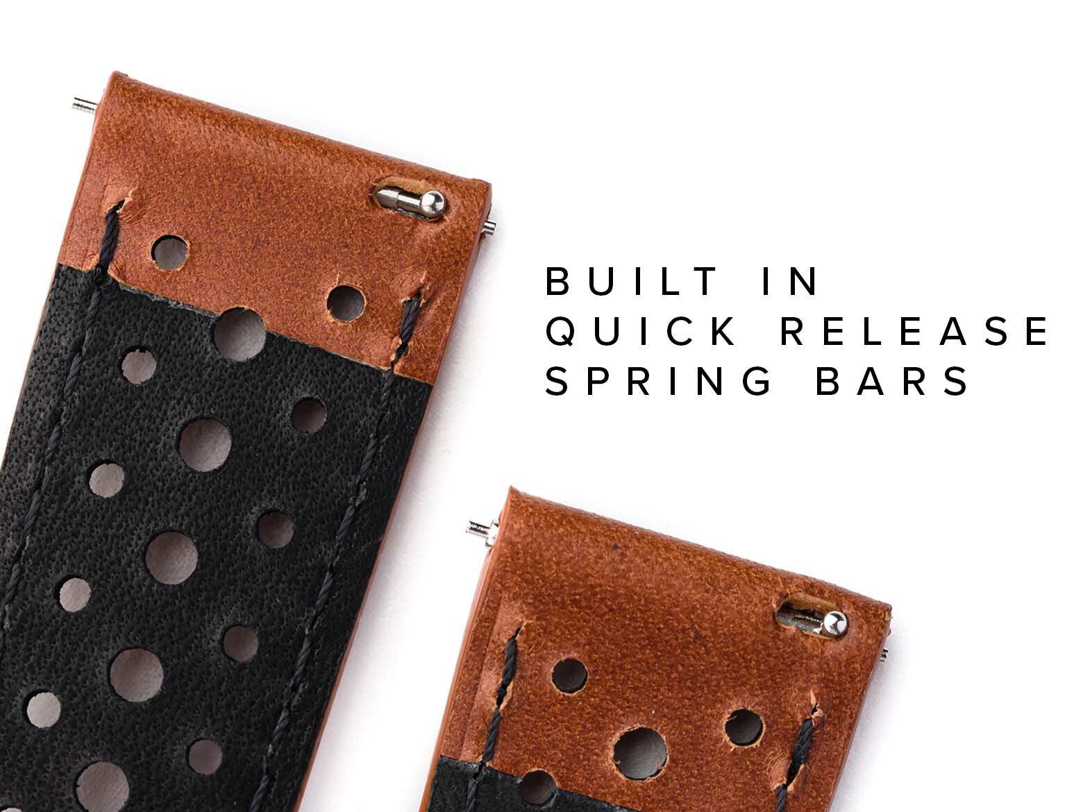 20mm 22mm Leather Rally Racing Watch Band Quick Release Strap – Black Tan Brown