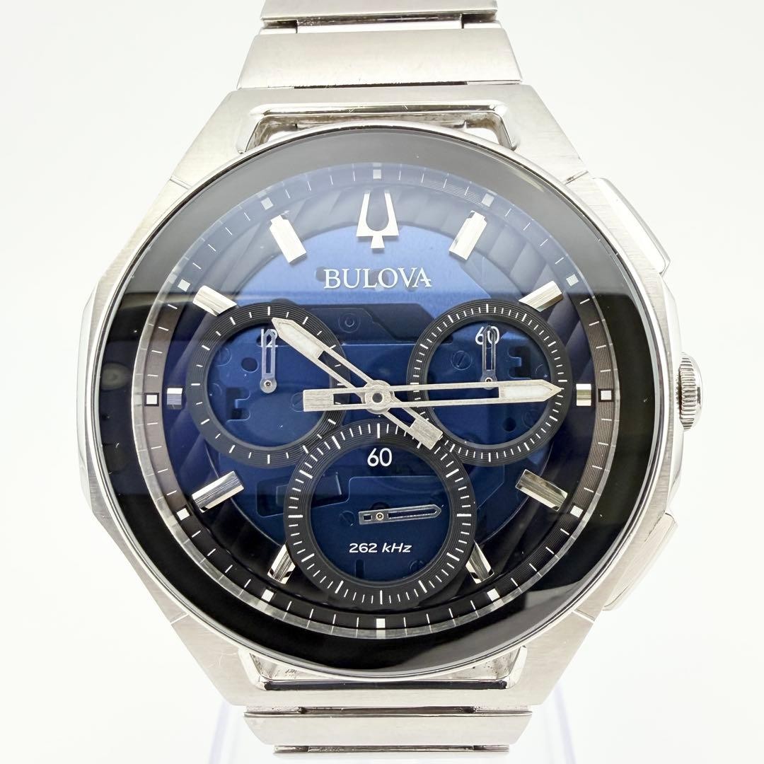 BULOVA CURV 96A205 Precisionist 262kHz Chronograph Blue Dial Men’s Watch 45.5mm