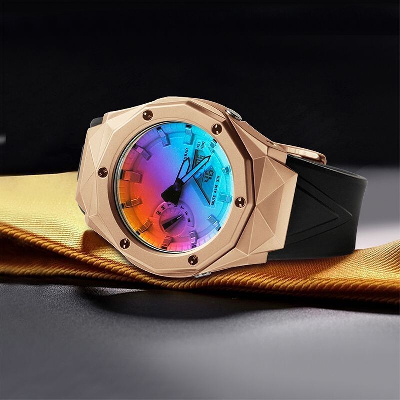 For G-Shock GA-2100 GA2110 CasiOak Mod Kit Steel Diamond Bezel Case Rubber Strap