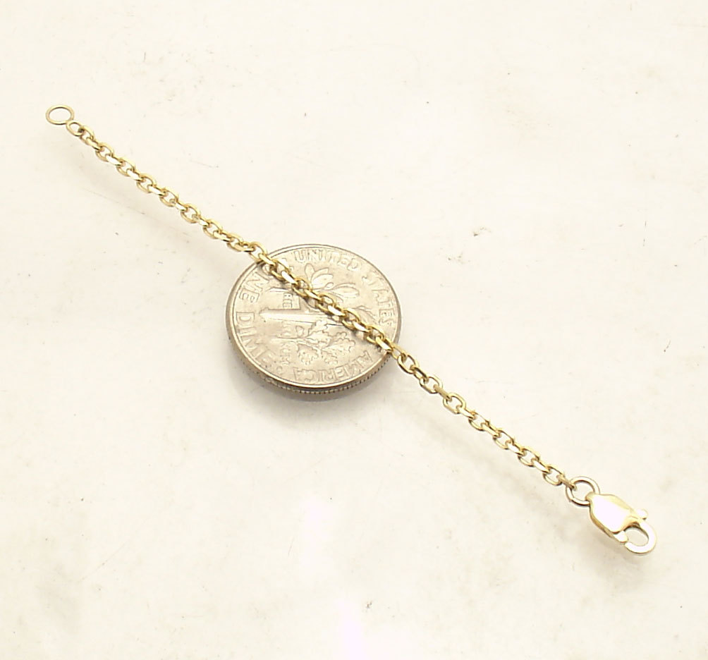 1.9mm Solid Cable Chain Bracelet Necklace Extender Clasp Real 14K Yellow Gold
