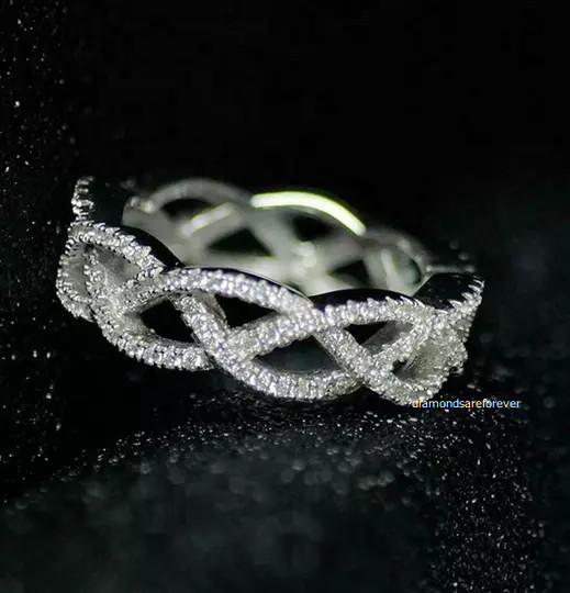 Beautiful Fully Infinity Band In 925 Sterling Silver & White 0.89CT Diamonds