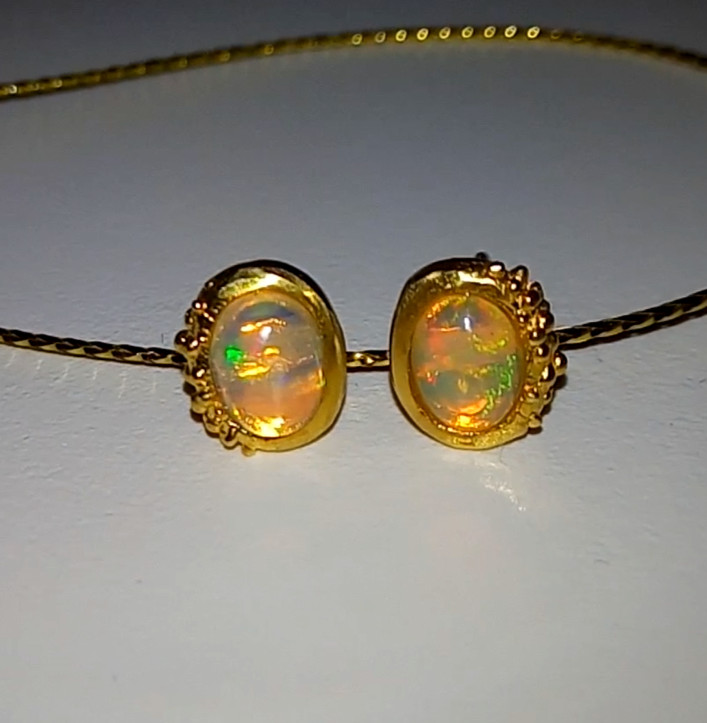 🔥🔥🔥Exclusive RAINBOW FULL SHINE OPAL Stud Earrings in Silver & Gold – UNIQUE