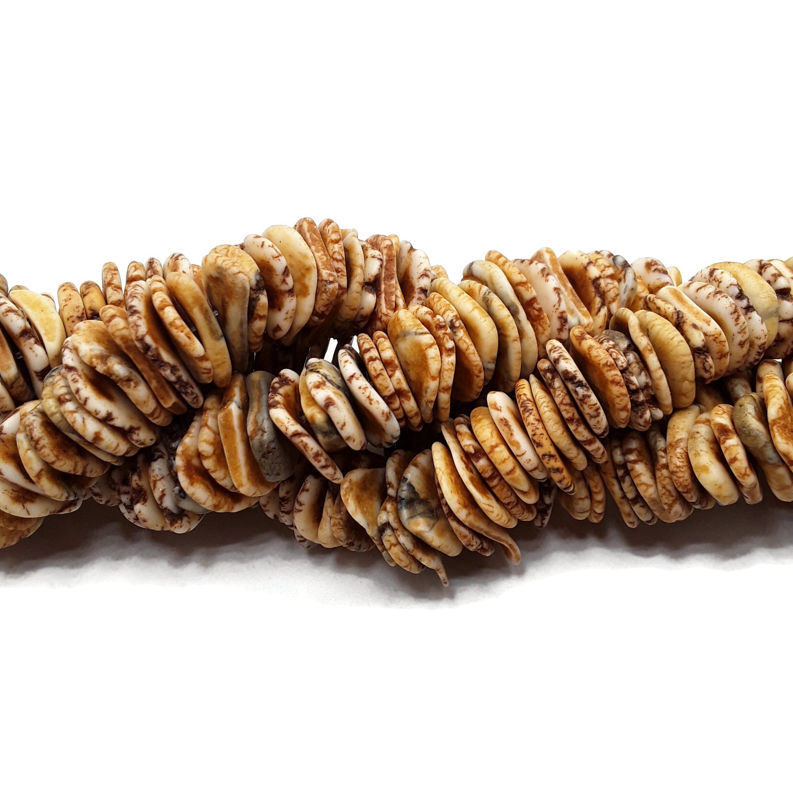 Brown Gold Magnesite Turquoise Graduated Slice Discs Beads 10-20mm 15.5″ Strand
